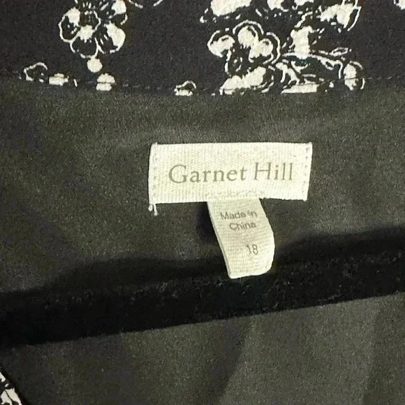 Garnet Hill Women's Sz 18 Lined Black & White Print Dress Drop Waist And Pockets - Picture 5 of 6